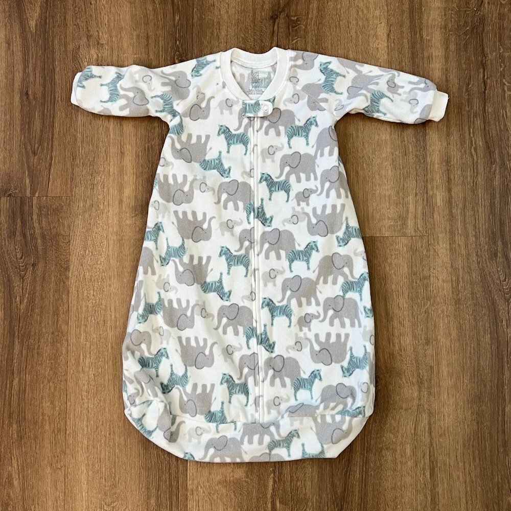 EUC Carters Long Sleeve Fleece Sleep Sack Zoo Animals Sz 3-6 months